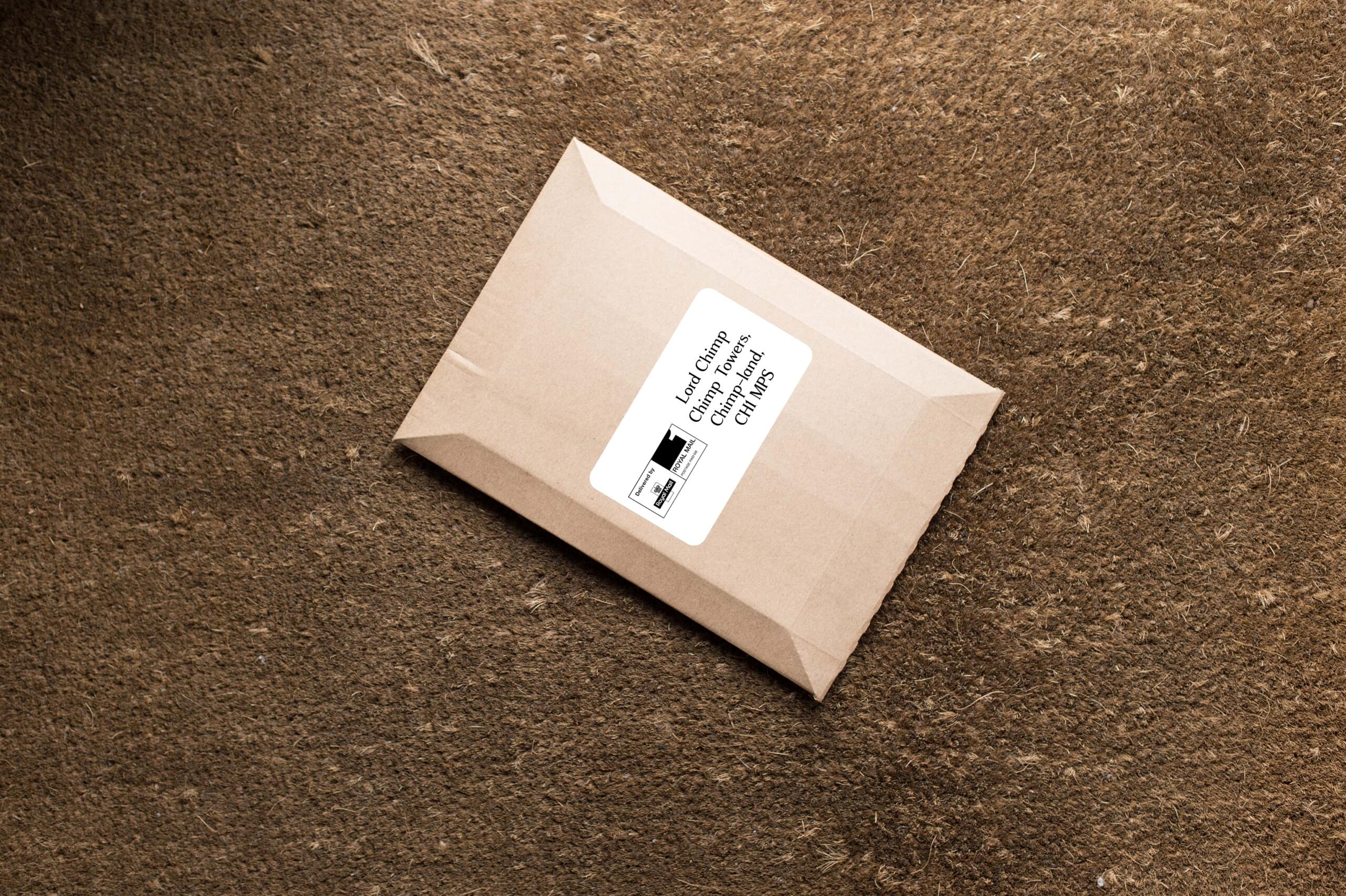 Coffee envelope sitting on doormat
