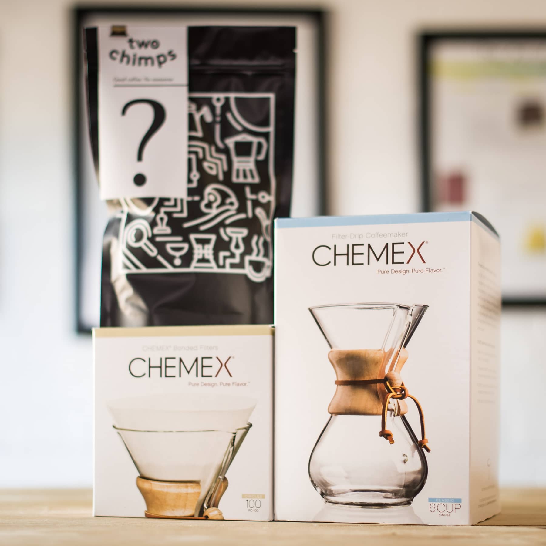 Chemex coffee maker with coffee