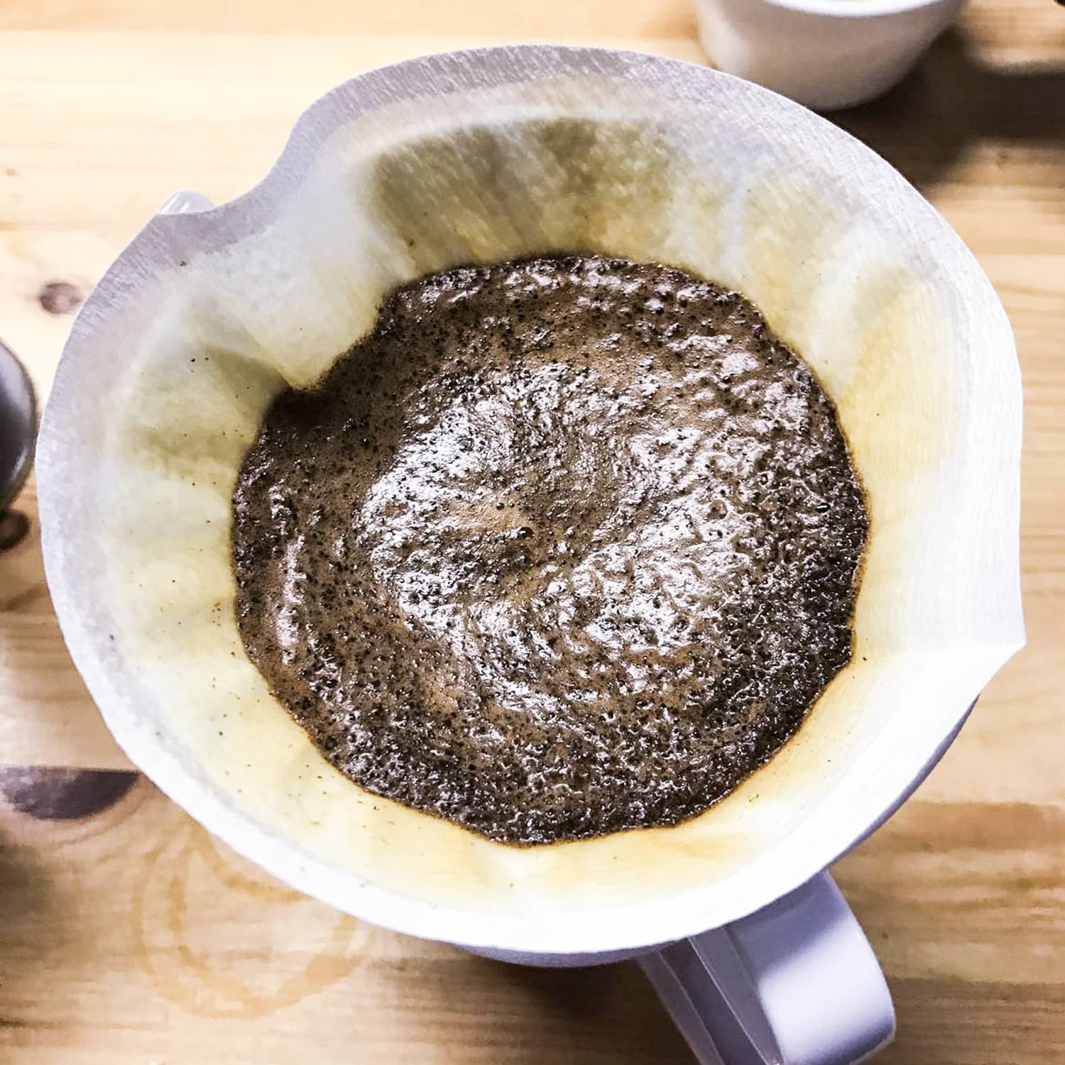 coffee brewing in a v60 filter