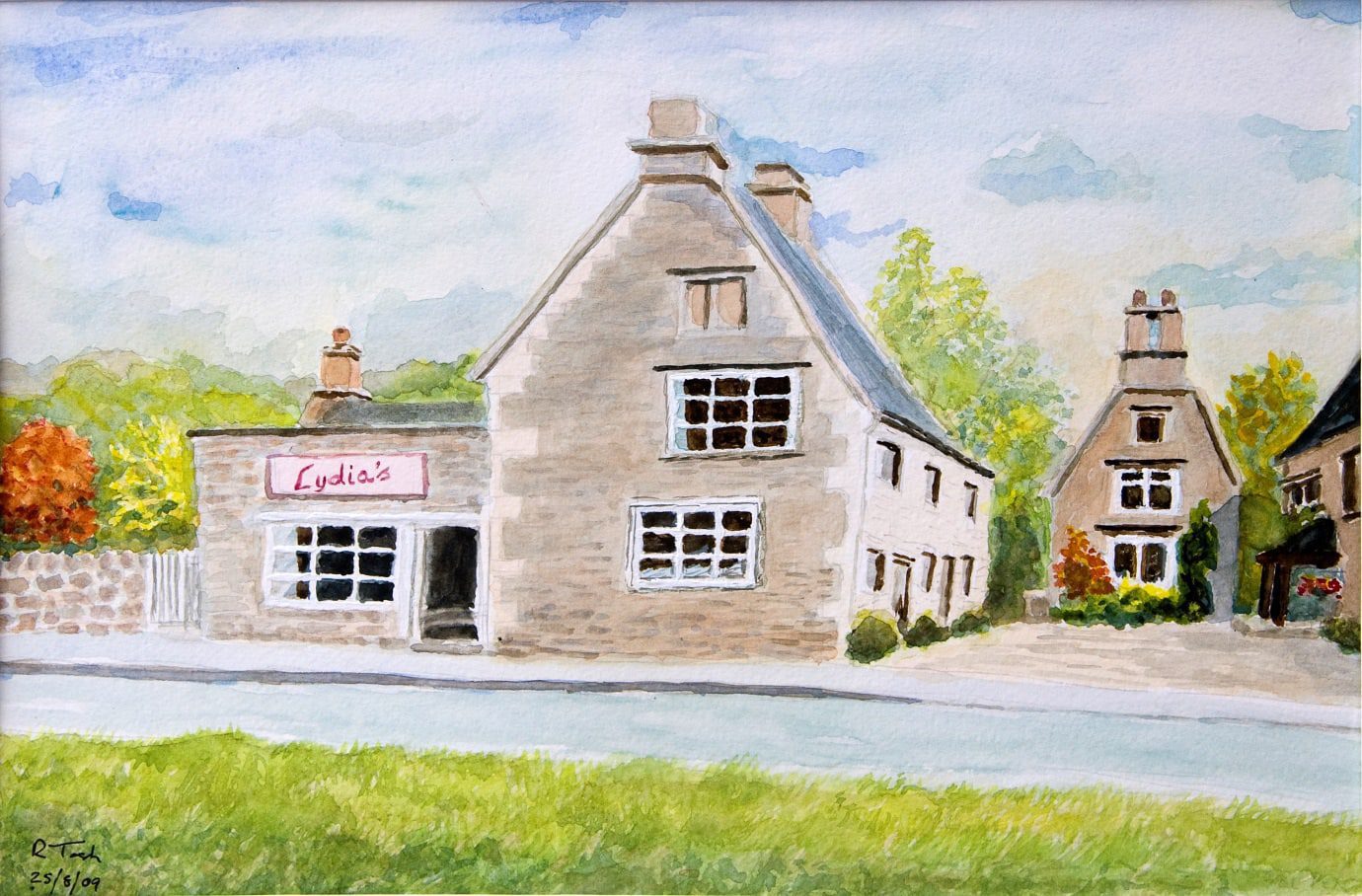 painting of lydia's coffee shop in gretton 