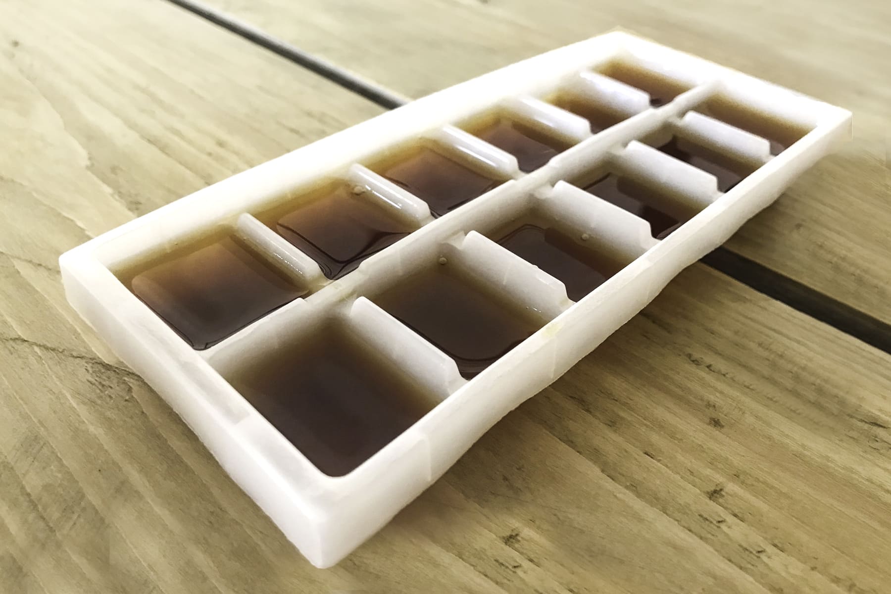 coffee ice cubes in an ice tray