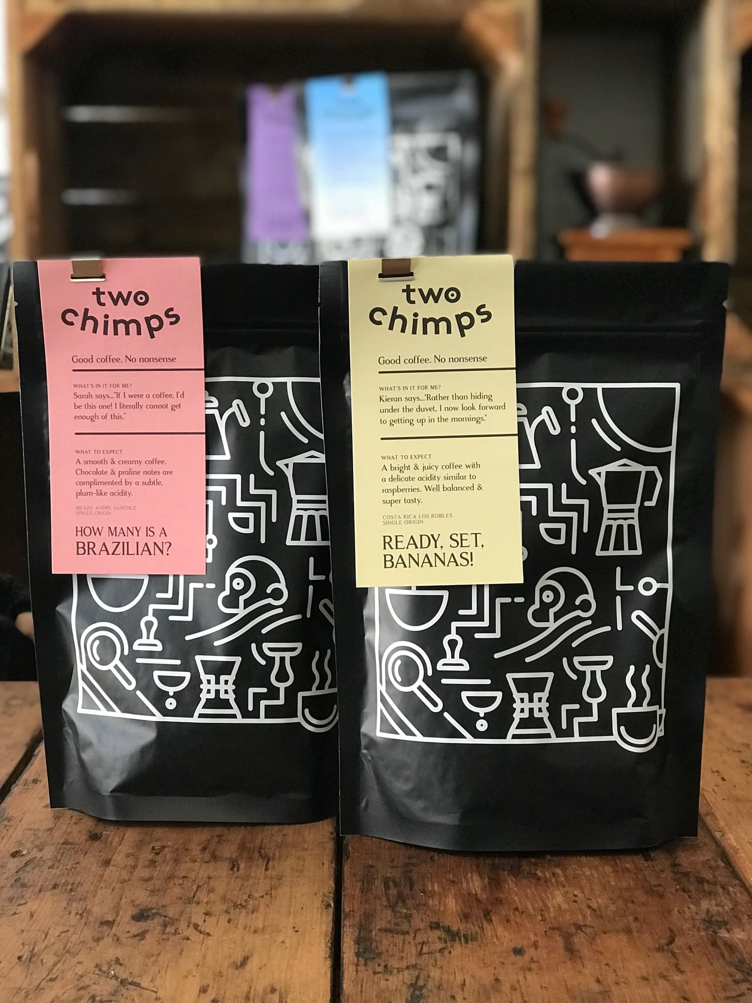 two chimps coffee used in coffee brewing experiment