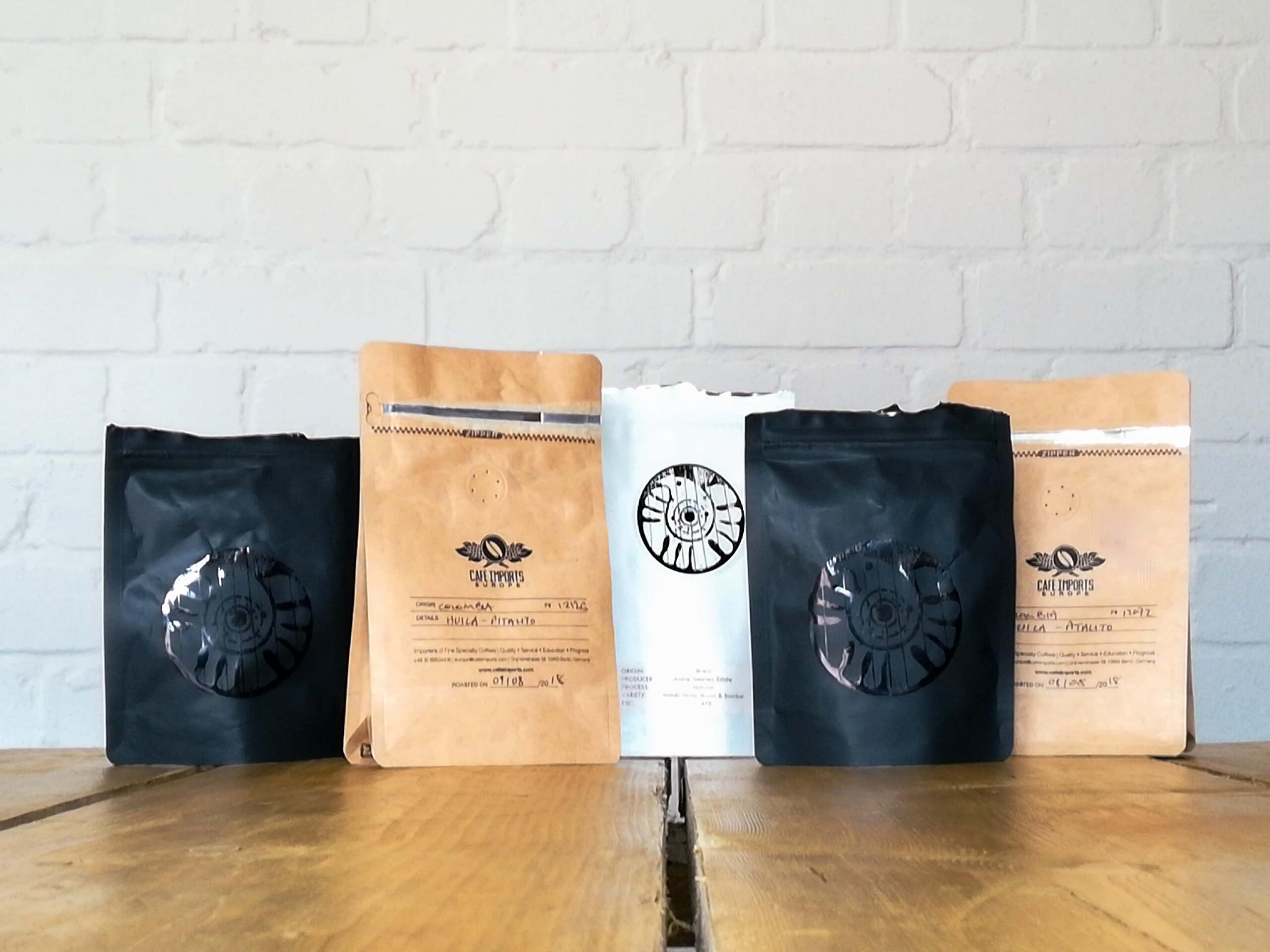 A selection of bags of coffee