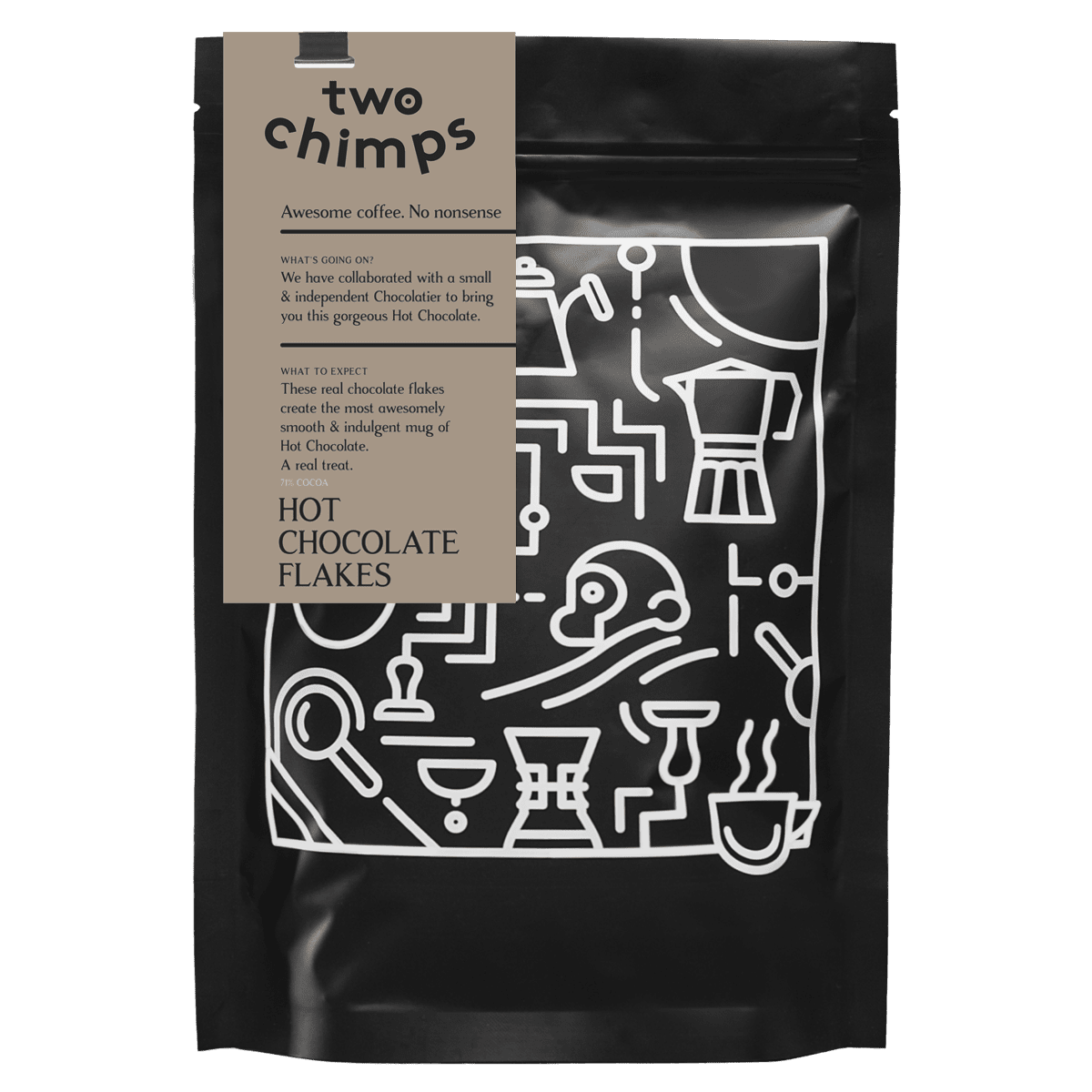 png of hot chocolate flakes by two chimps coffee