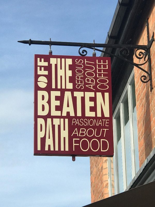off thebeaten path hanging sign in melton mowbray