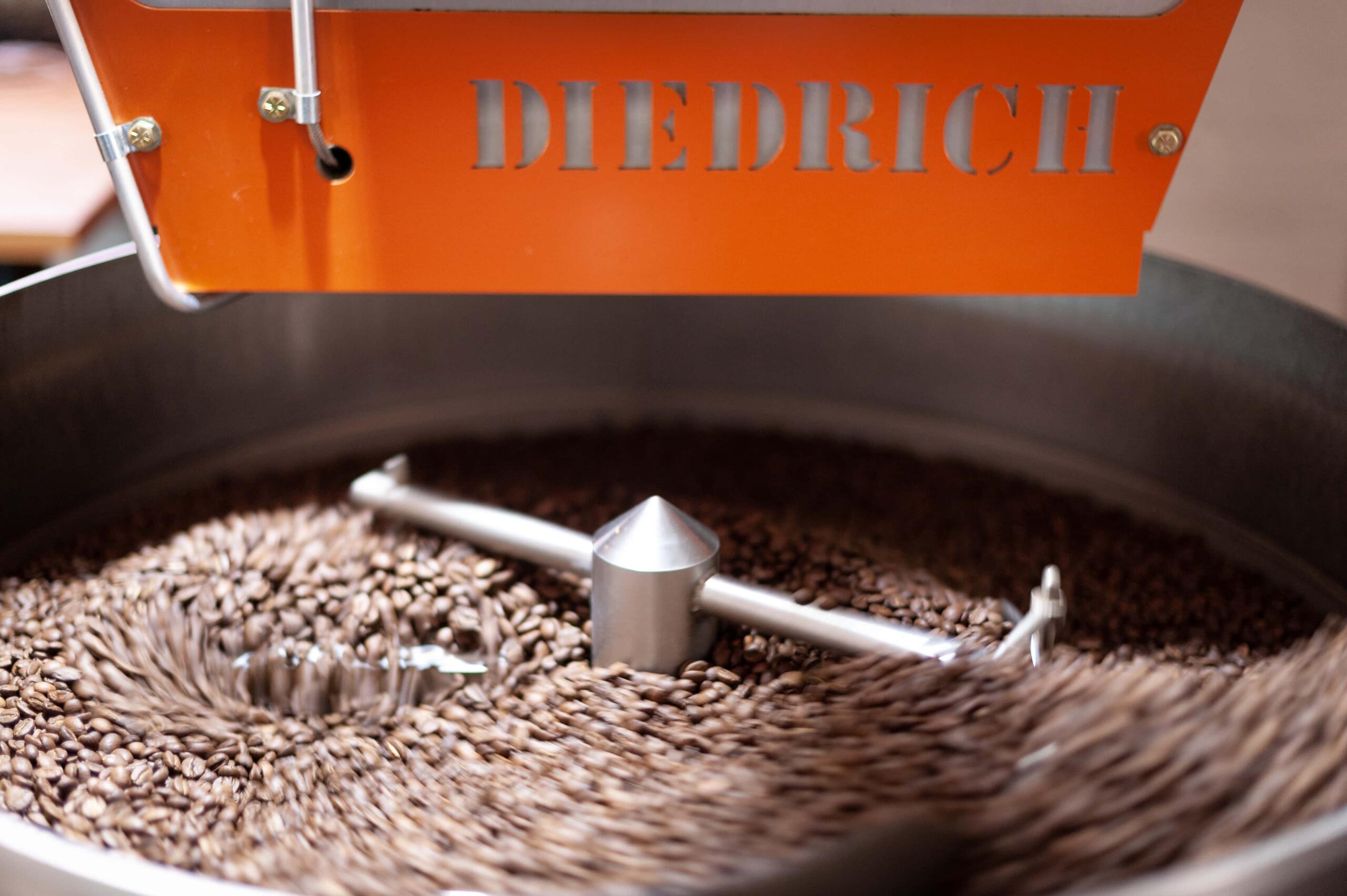 Coffee beans in coffee roaster 