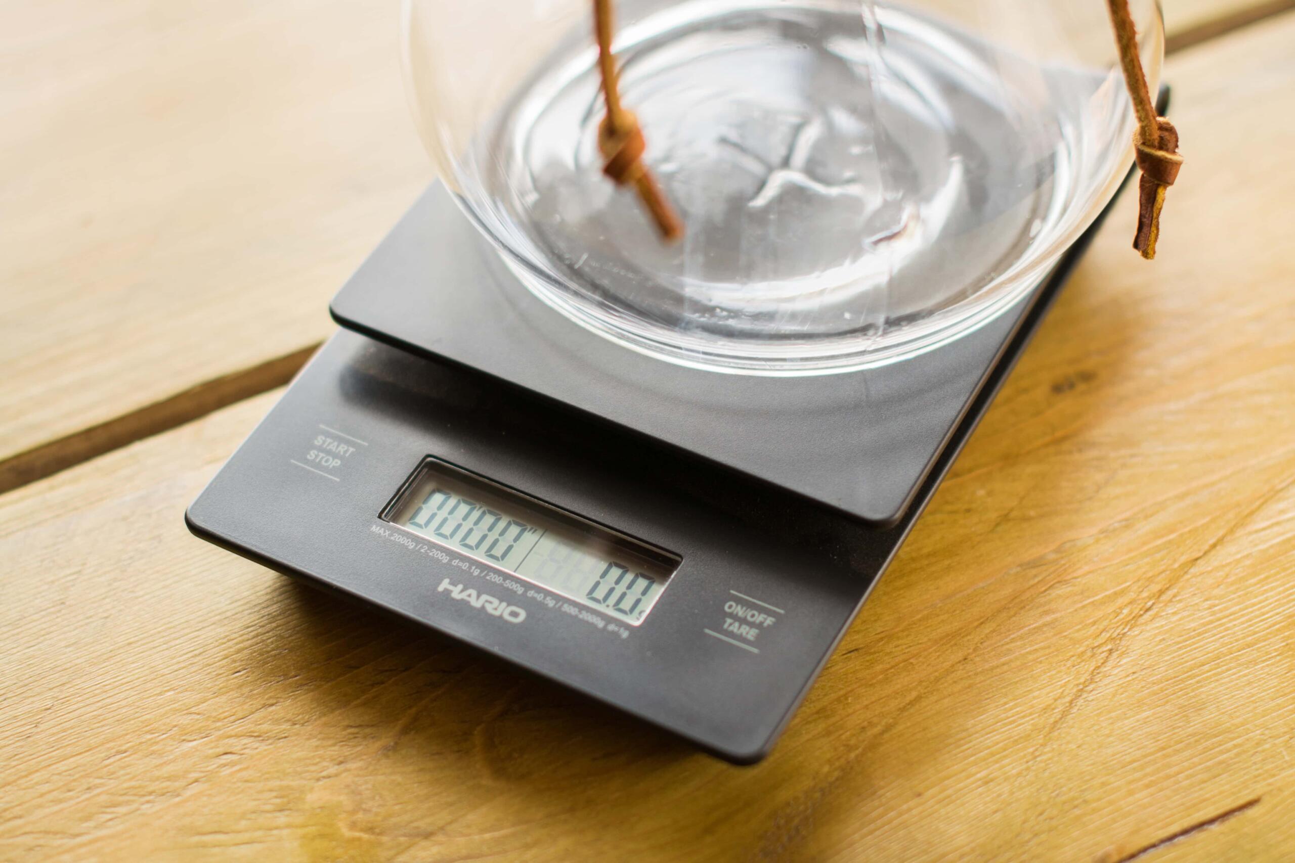 chemex sitting on a v60 scales - two chimps coffee