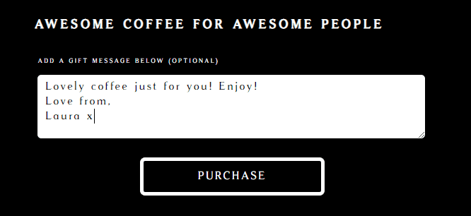 Adding a gift note to coffee gift