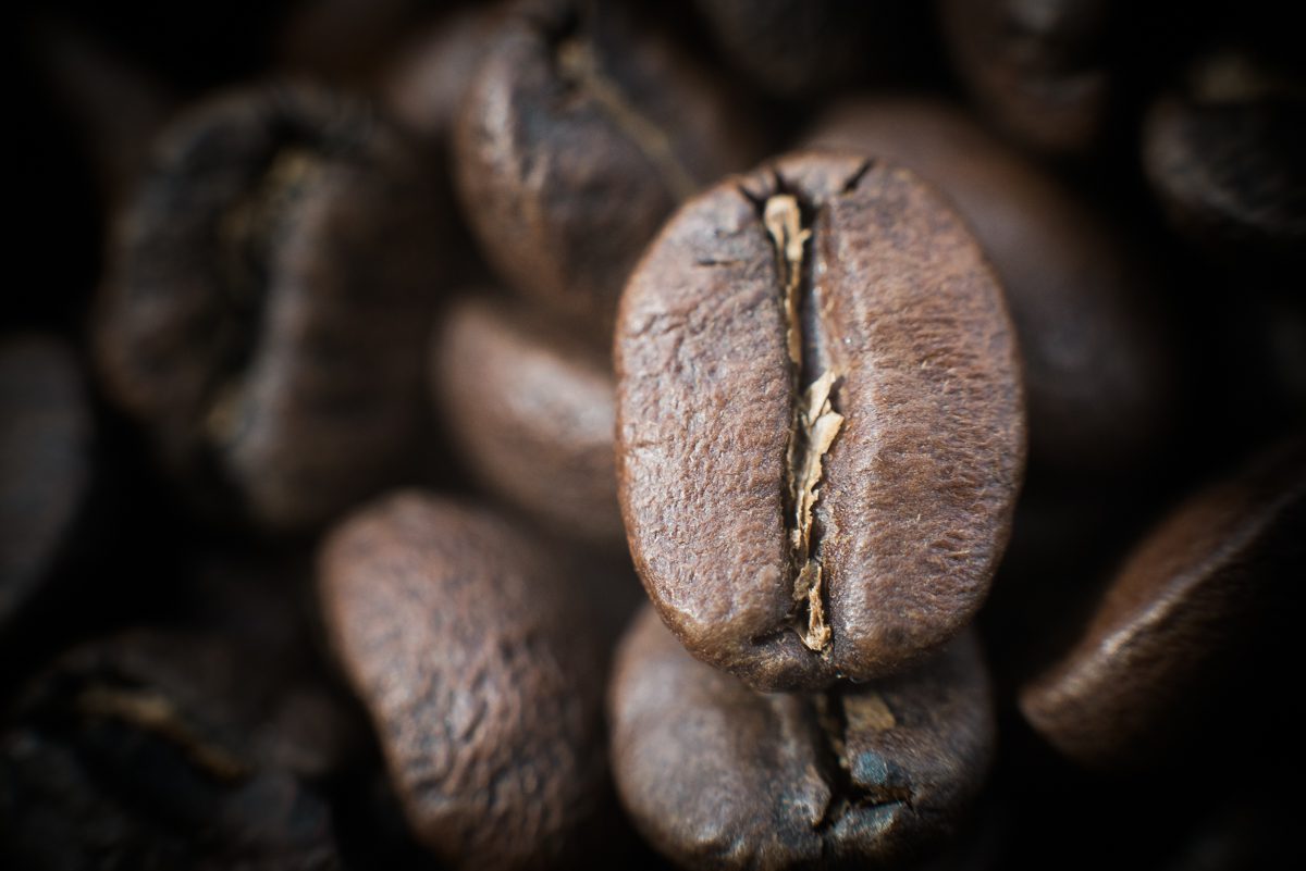 close up of roasted coffee beans