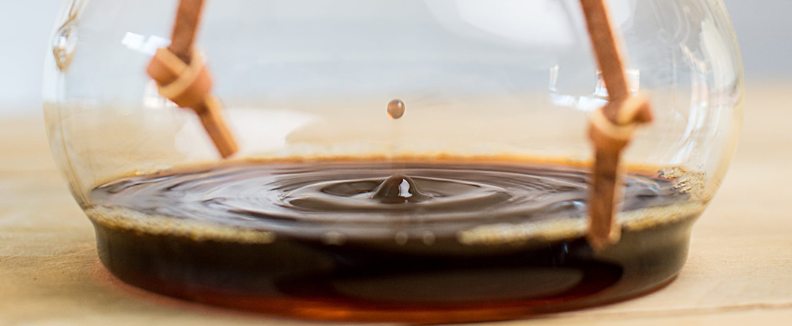 coffee dripping into a Chemex filter coffee maker