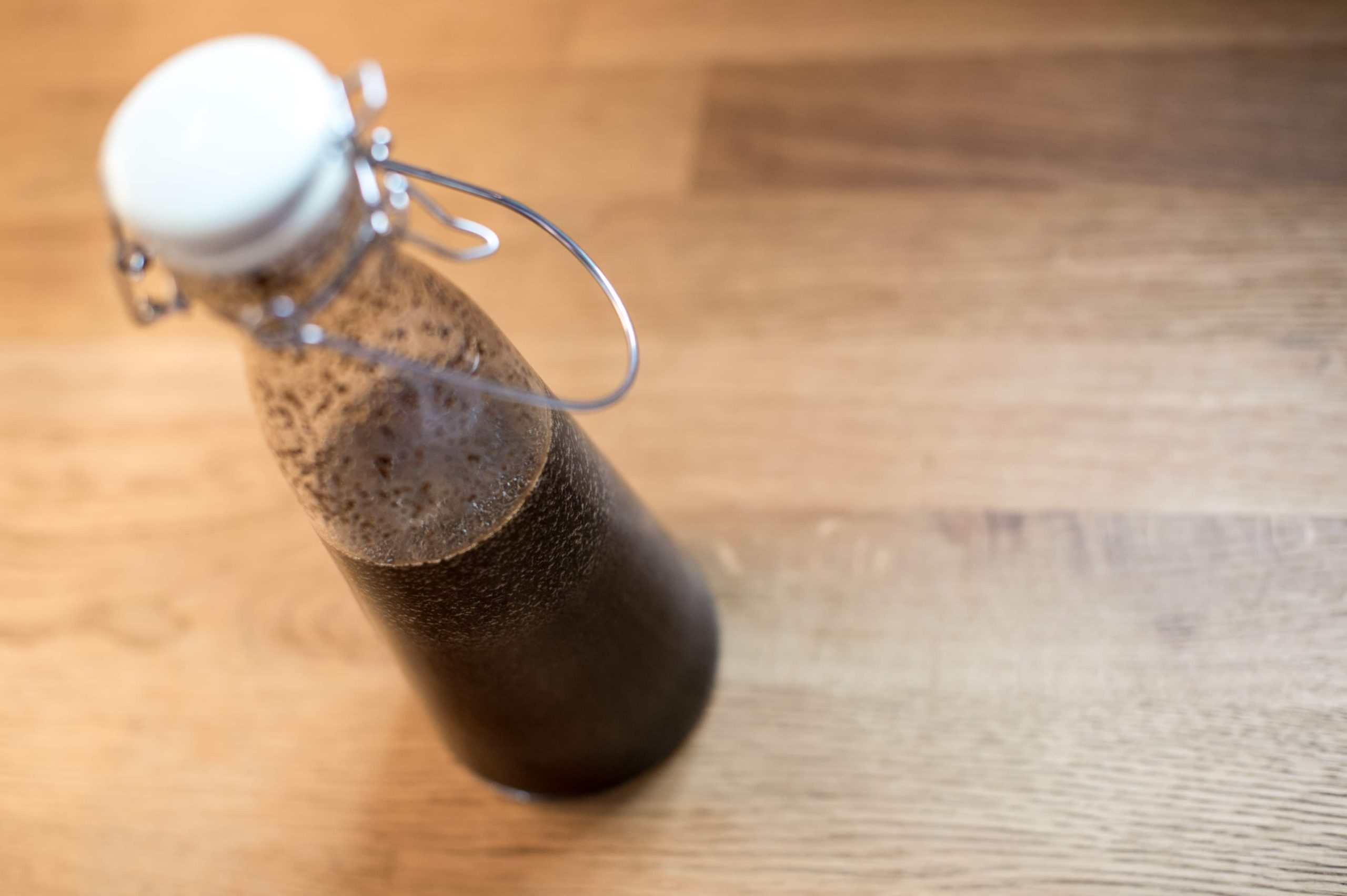 a bottle of homemade coffee liqueur