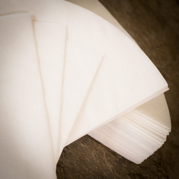 close up of folded chemex circle filters