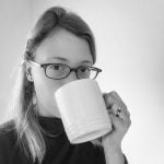 katrina drinking decaf coffee