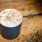 hot chocolate in a blue mug