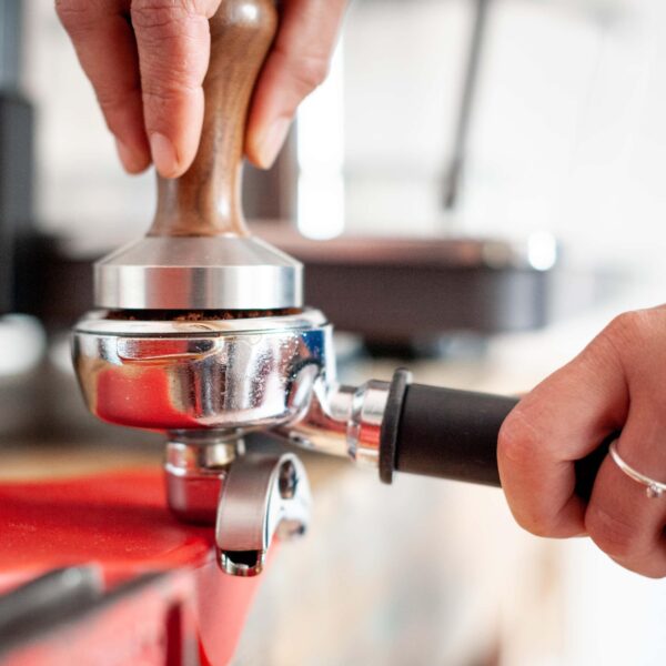 coffee being tamped
