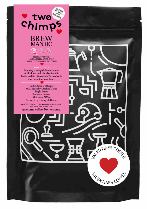 Limited edition Two Chimps Valentines coffee from Ethiopia
