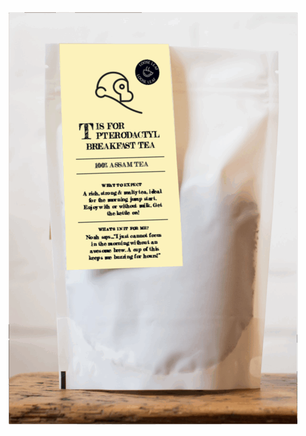 Two Chimps breakfast tea in a bag on a table