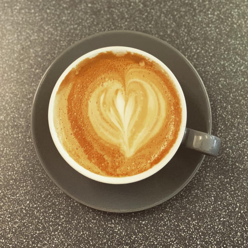 Overhead shot of a latte 