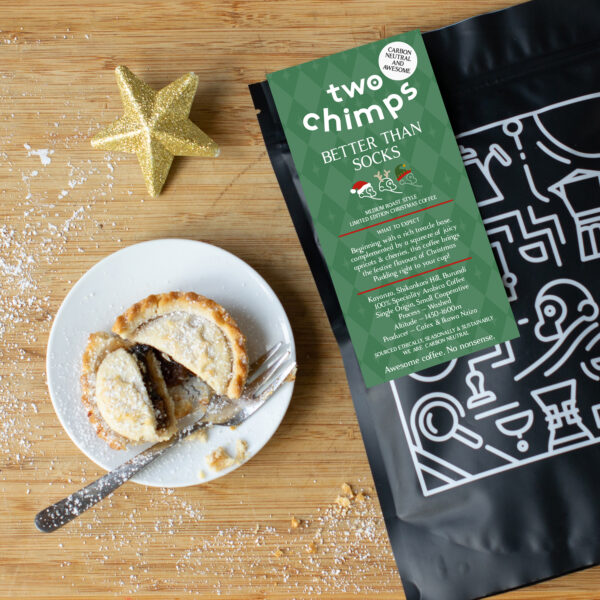 Christmas Coffee next to mince pie