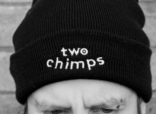 coffee beanie hat on a head
