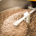 coffee beans cooling in roasting drum at Two Chimps roastery