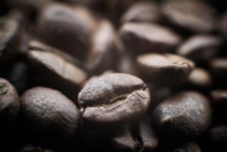 Close up of roasted coffee beans