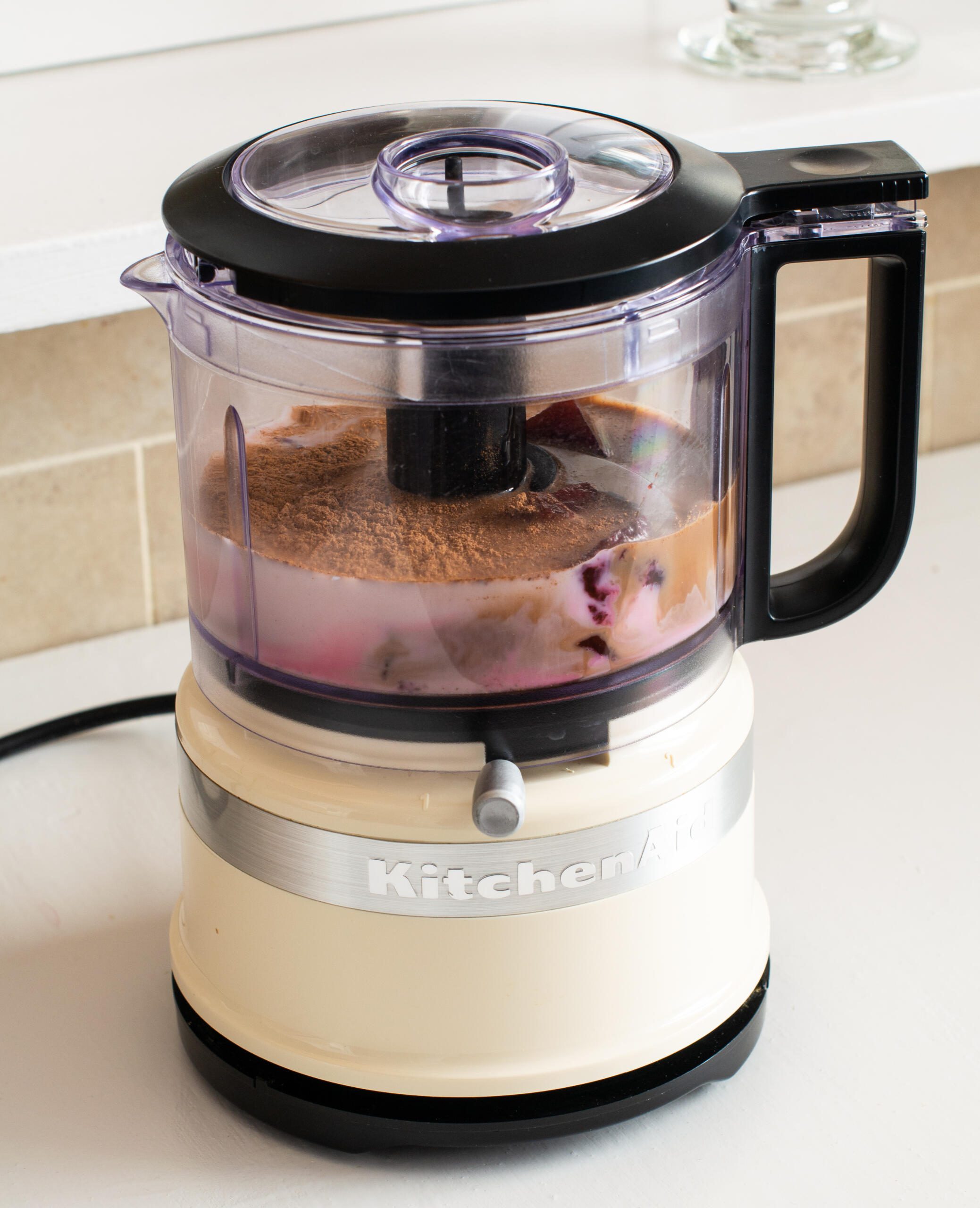 Beet milk ingredients in small blender