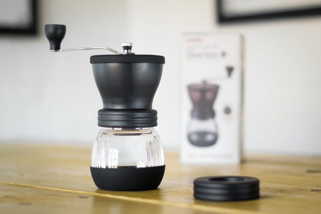 Hario Hand Grinder beside product box