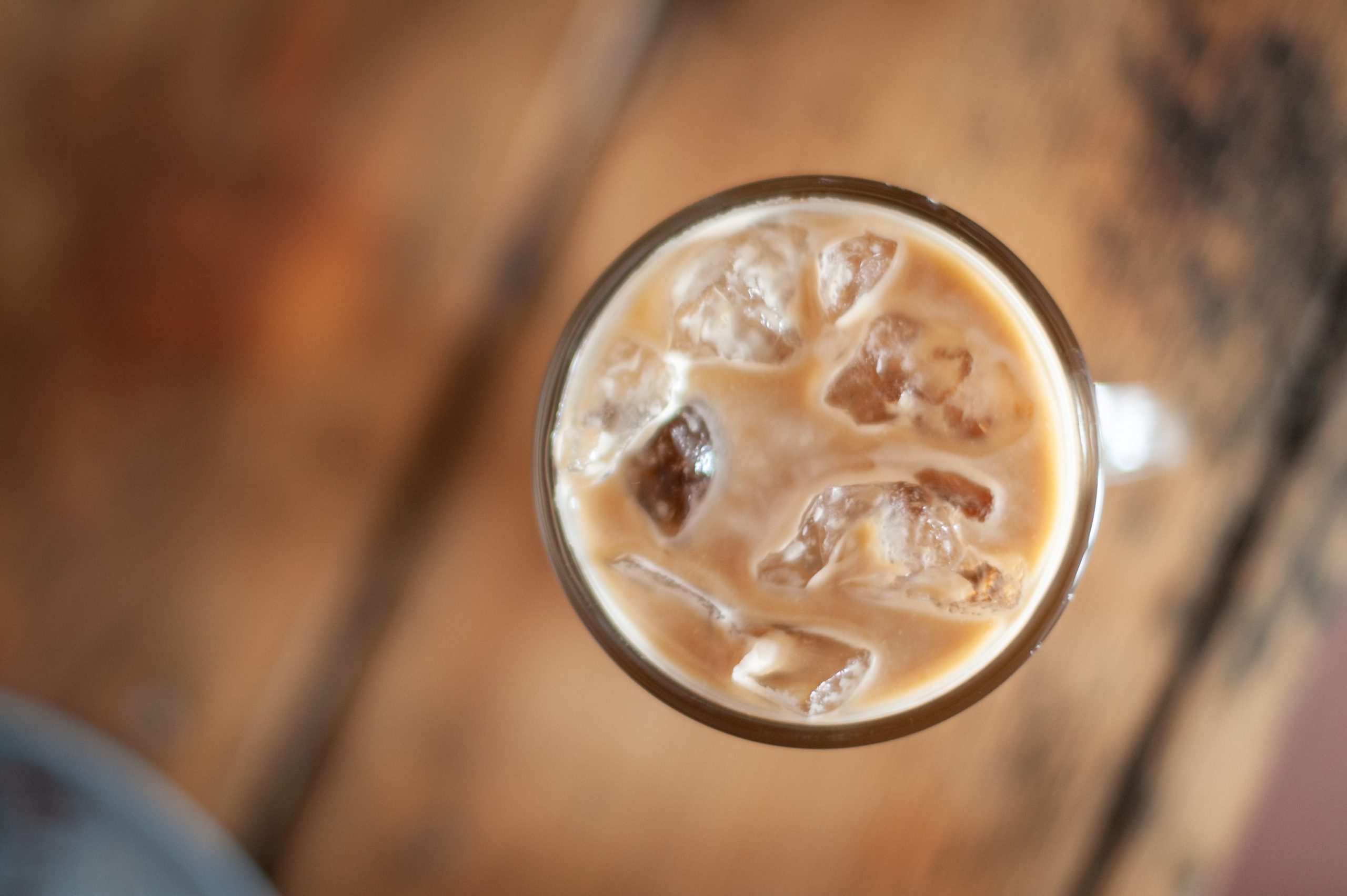 Iced latte from above