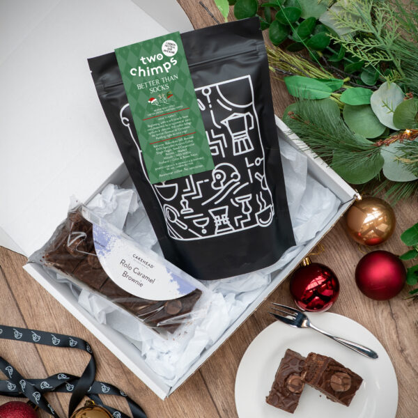 An open Christmas Coffee and Cake Gift box