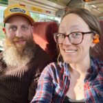Head Chimps Andy and Laura on the train to BizX 2026