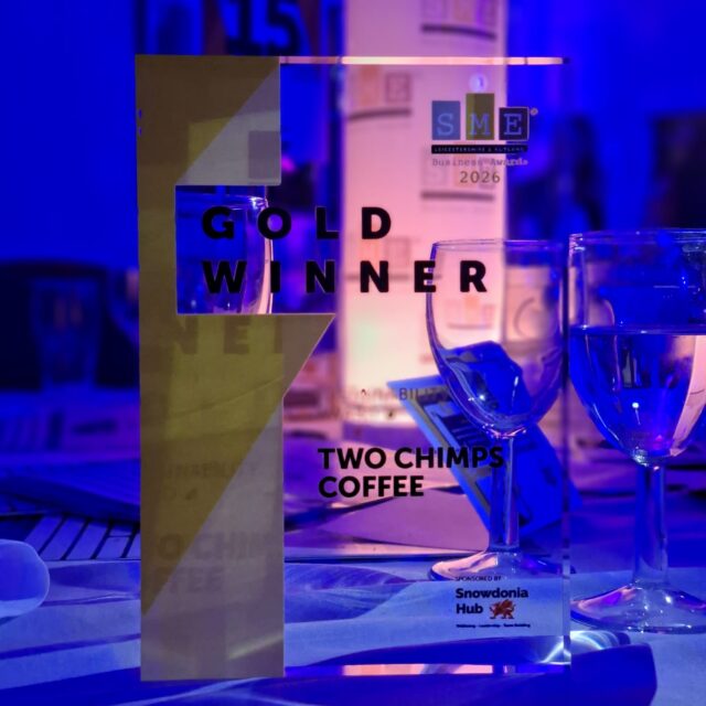 The Leicestershire & Rutland SME Awards 2026 gave the gold award for sustainability to Two Chimps Coffee